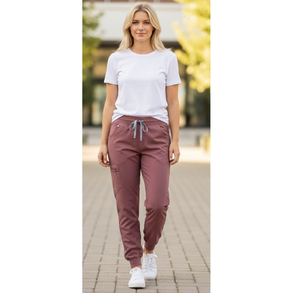 FIGS HW Zamora Jogger Scrub Pants Mauve Pink Small High Waisted